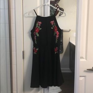 Cute Black Dress with Flower Details
